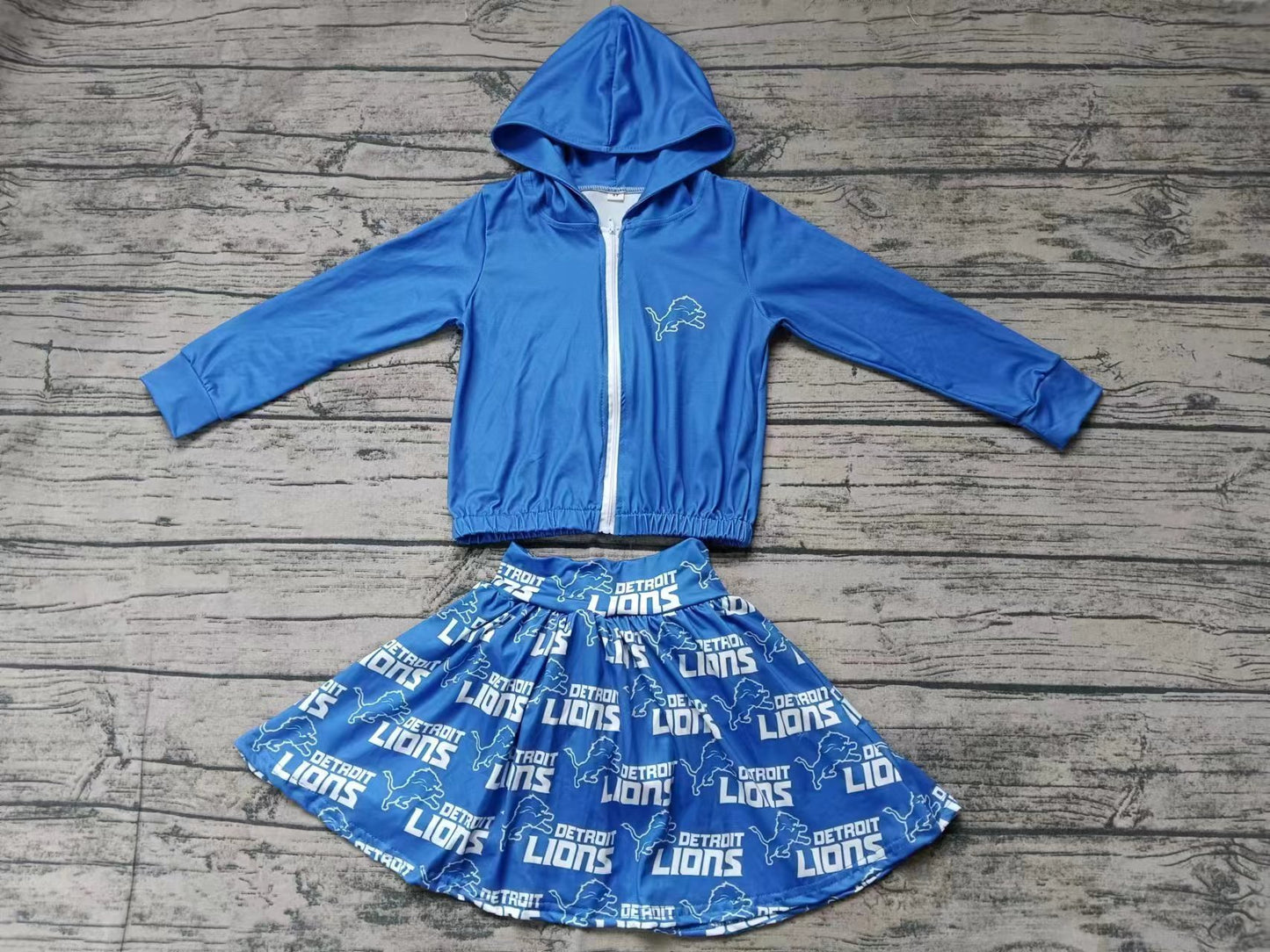 Baby Girl Toddler Zipper Blue Hoodie Tops Skirt Shorts Team Set Moq 5