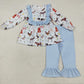 Baby Girl Long Sleeves Farm Animals Tunic Blue Pants Clothes Set RTS