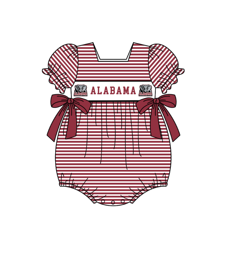 ( Moq 5 ) Baby Girls Kids Short Sleeves Elephant Stripes Bows Team Romper 1.29