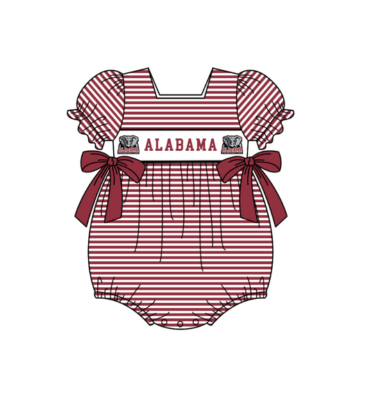 ( Moq 5 ) Baby Girls Kids Short Sleeves Elephant Stripes Bows Team Romper 1.29