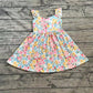 Baby Girl Short Sleeves Flower Bow Knee Length Yellow Dress RTS