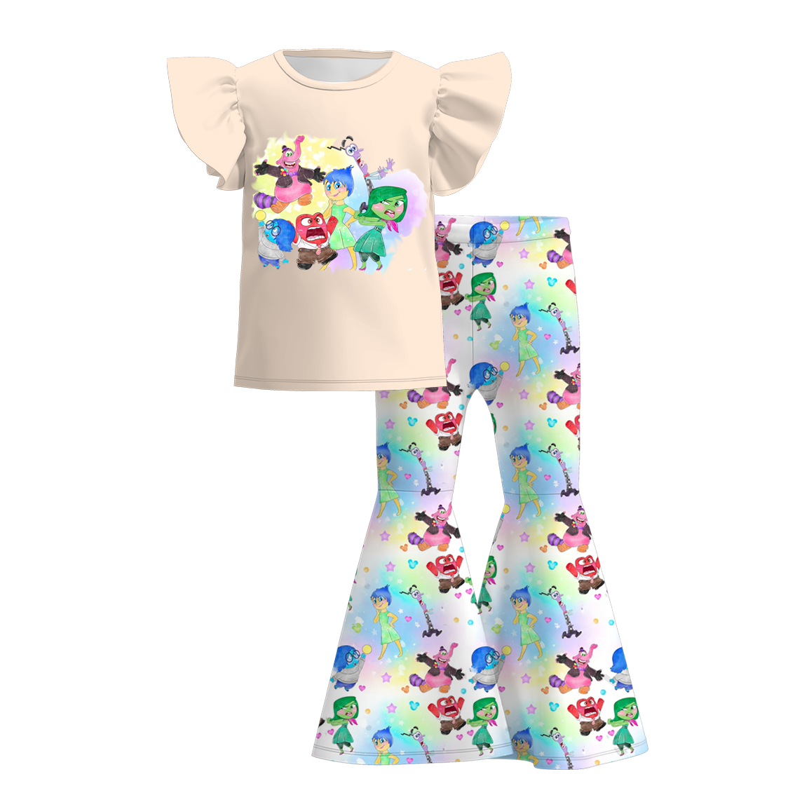 Baby Girl Short Sleeves Tops Cartoon Bell Pants Movie Set