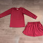 ( Moq 5 ) Preorder Baby Girls Kids Long Sleeves Shirt Cotton Pockets Skirt Shorts Set Clothes