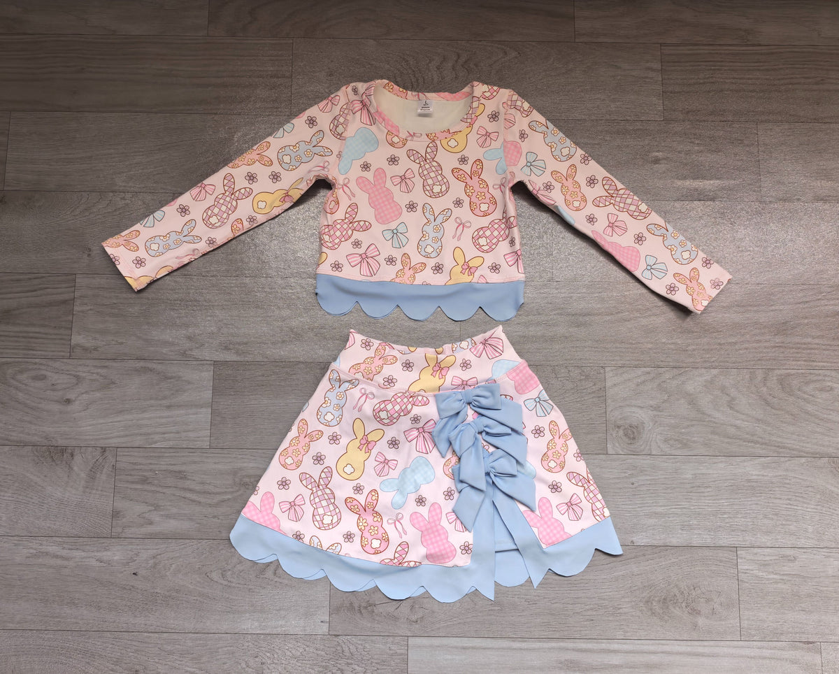 ( No moq ) Preorder Baby Girls Kids Rabbits Bows Shirt Skirt Shorts Easter Set Yoga Active Clothes