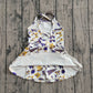( No moq ) Preorder Baby Girl Sleeveless Purple Football Bows Cheer Summer Yoga Active Dress