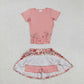 Baby Girl Short Sleeves Embroidery Bows Pink Shirt Flower Skirt Shorts Skorts Set RTS