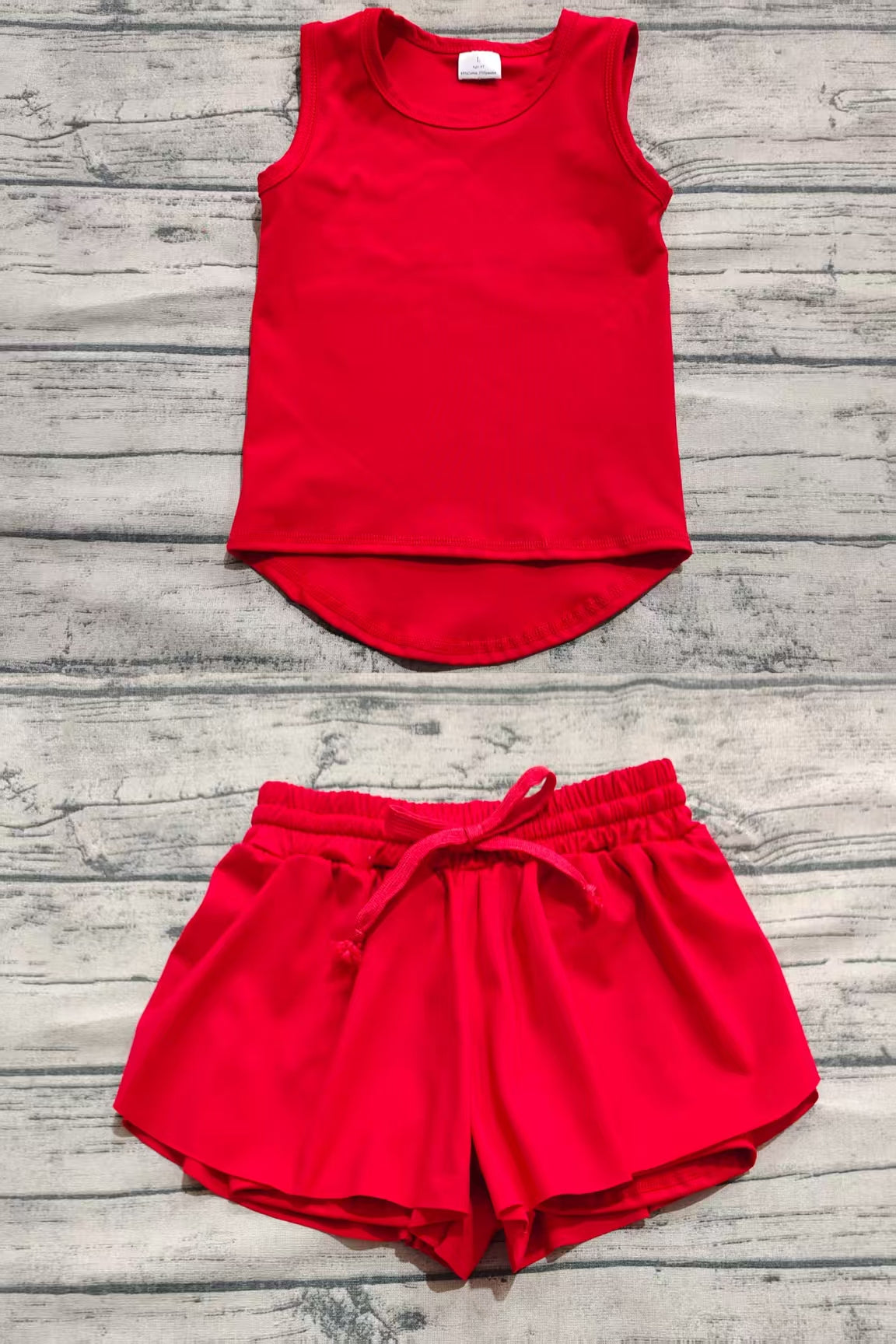 Baby Girl Sleeveless Red Tops Shorts Skirt Skort Yoga Active Set RTS