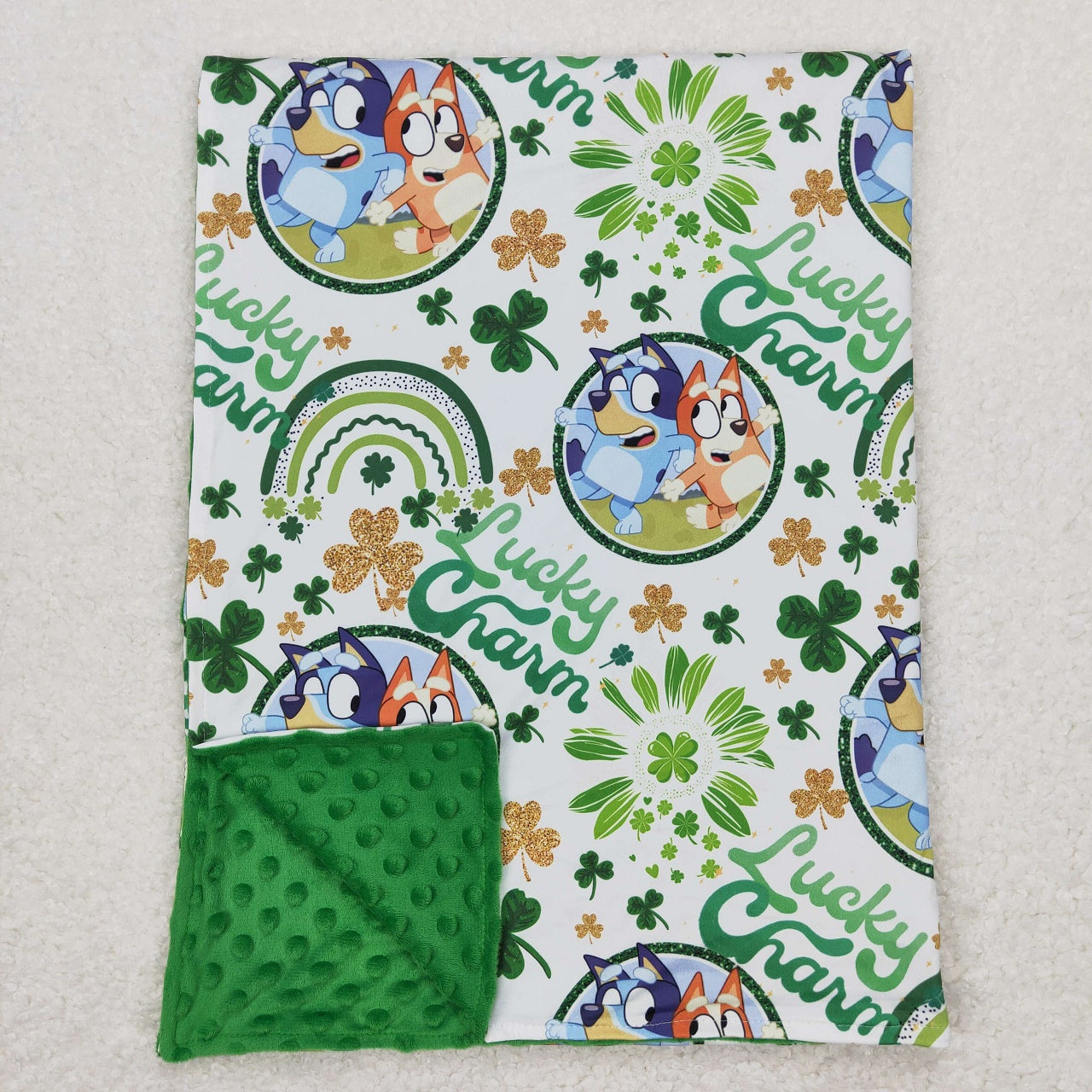 BL0105 St. Patrick's Day Baby Kids Dogs Green Blanket