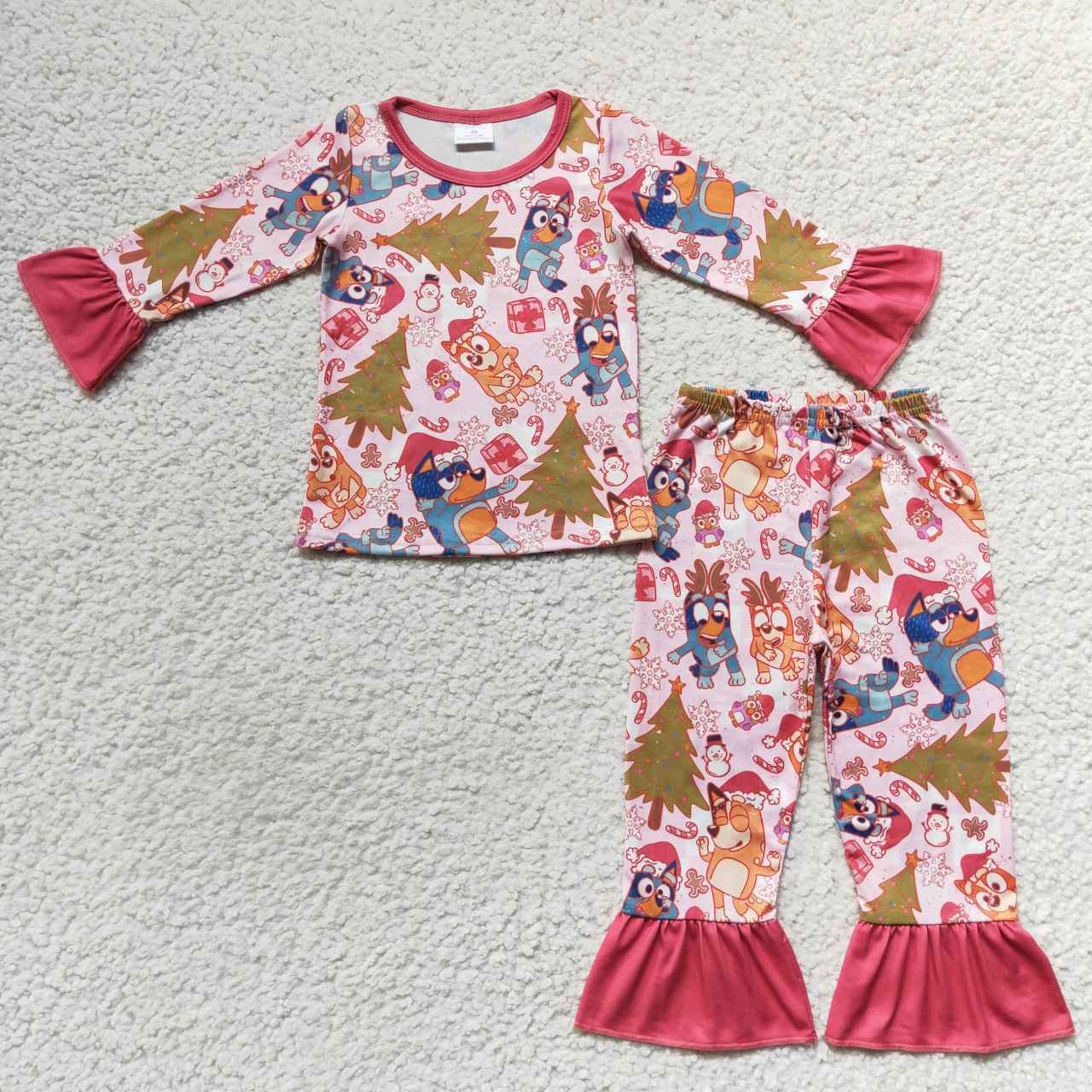 Baby Boy Girl Dogs Christmas Tree Sibling Family Romper Pajamas Set