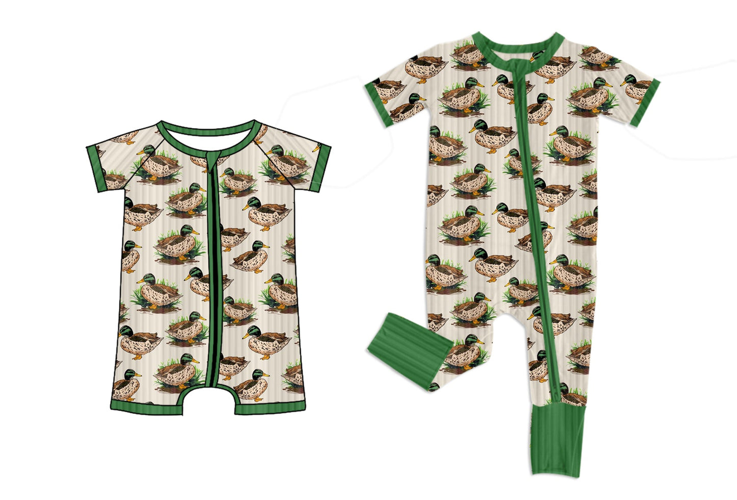 Baby Boy Short Sleeves Ducks Sibling Zipper Romper ( Moq 5 Each Style ) 2.7