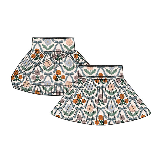 ( Moq 10 ) Baby Girl Green Bows Flower Activity Wear Yoga Short Skirts Bottom