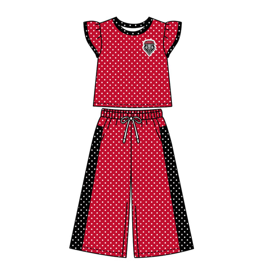 ( Moq 5 ) Baby Girls Kids Short Sleeves Shirt Pants Team Set Clothes