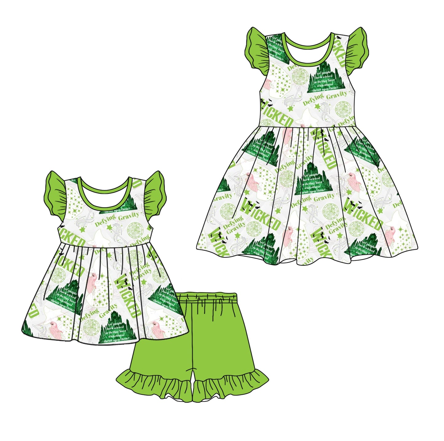 Baby Girl Castle Green Sibling Dress Set ( Moq 5 Each Style ) 1.10