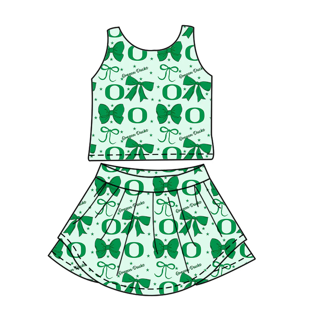 ( Moq 5 each style ) Baby Girl Toddler Team Green Bows Sibling Dress Set 6.24