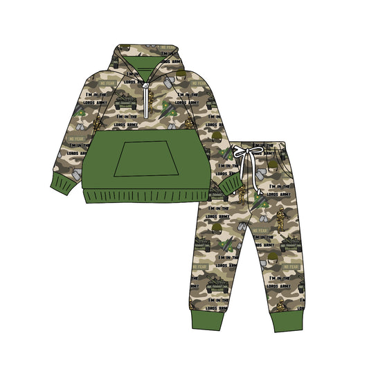 Baby Boy Toddler Long Sleeves Camo Hoodie Green Shirt Pants Set