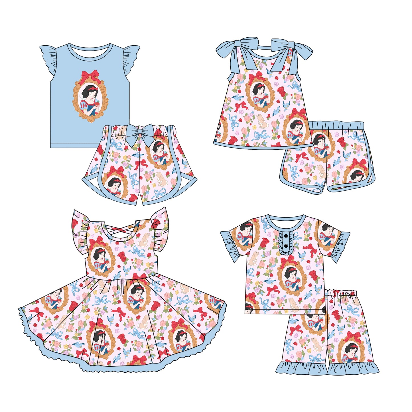 Baby Girl Princess Bows Flower Sibling Romper Dress Set ( Moq 5 Each Style ) 3.12