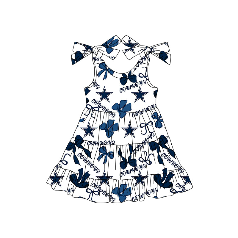 ( Moq 5 each style ) Baby Girl Toddler Stars Team Bows Sibling Romper Dress Set 7.12