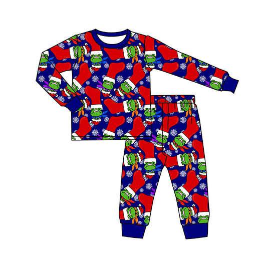 Baby Boy Long Sleeves Christmas Frogs Shirt Pants Pajamas Set