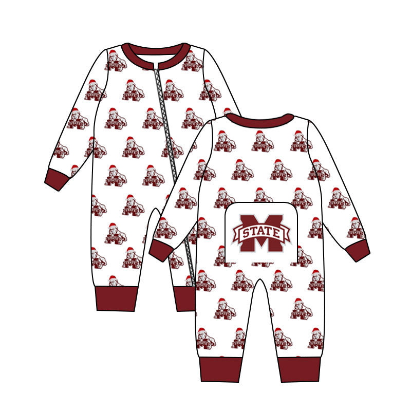 Baby Boy Dogs Long Sleeves Zipper Team Romper