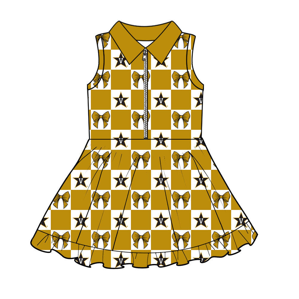 ( Moq 5 Each Style ) Baby Girls Kids Toddler Stars Bows Plaid Team Zipper Shorts Knee Length Dress