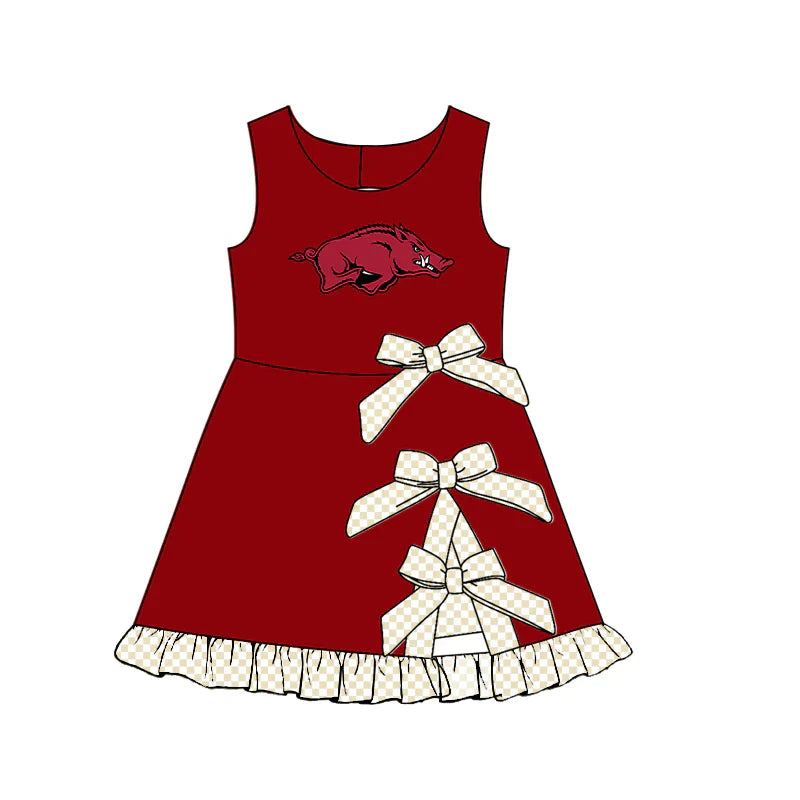 ( Moq 5 ) Sibling Baby Girls Kids Sleeveless Cheer Pig Checked Bows Shorts Team Dress Clothes