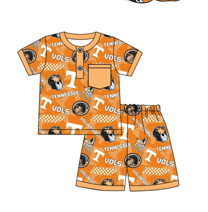 ( Moq 5 each style ) Baby Boy Girl Short Sleeves Team T Dog Yellow Sibling Dress Shirt Set 5.6
