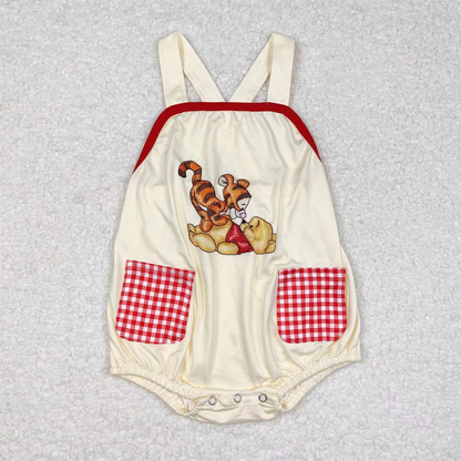 Baby Boy Summer Bear Cartoon Pocket Bubble Romper