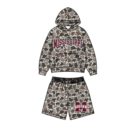 ( Moq 5 ) Custom Baby Boys Kids Hoodie Pocket Camo Shirt Shorts Team Set Clothes