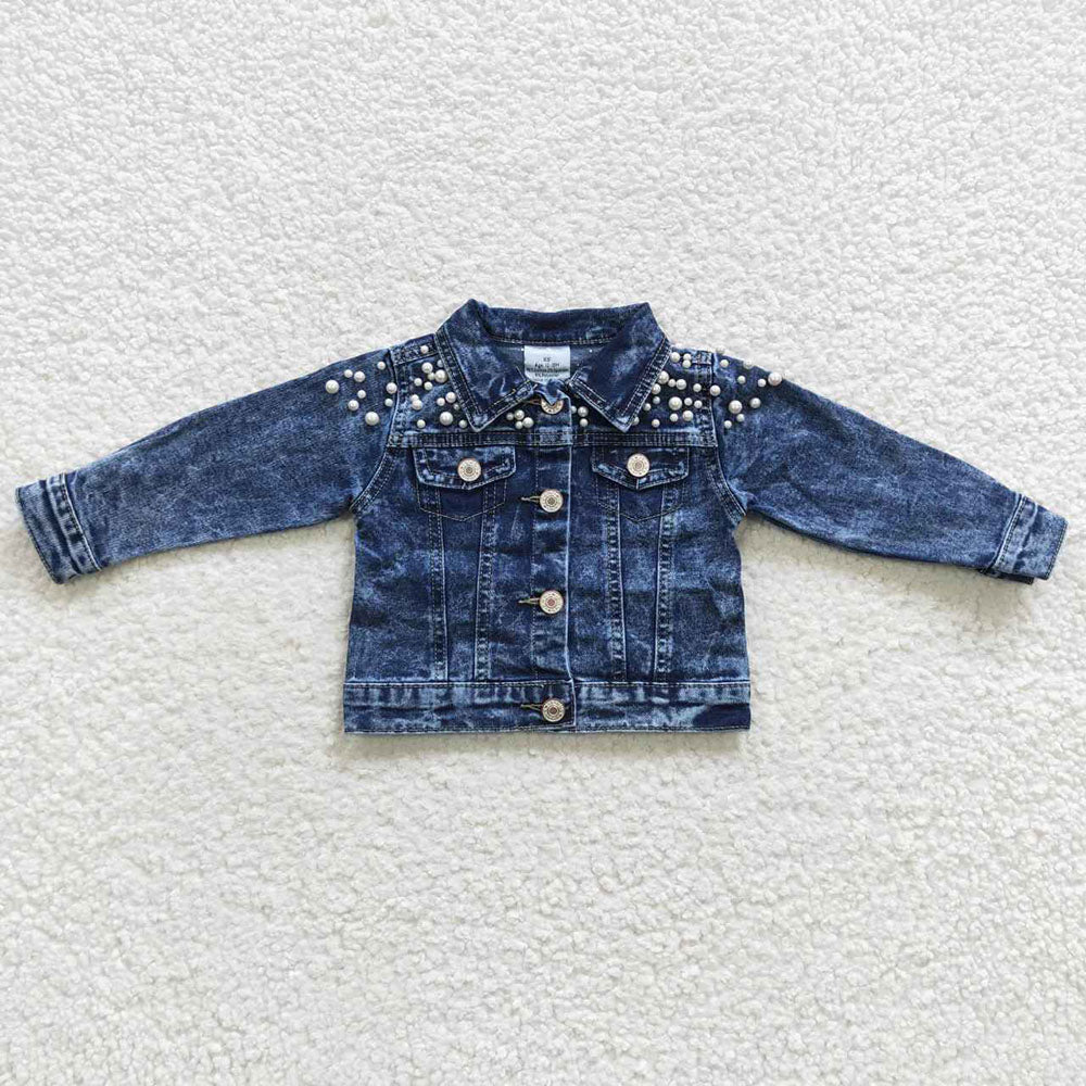 GT0175 Baby Girl Long Sleeves Pocket Denim Jacket Coat