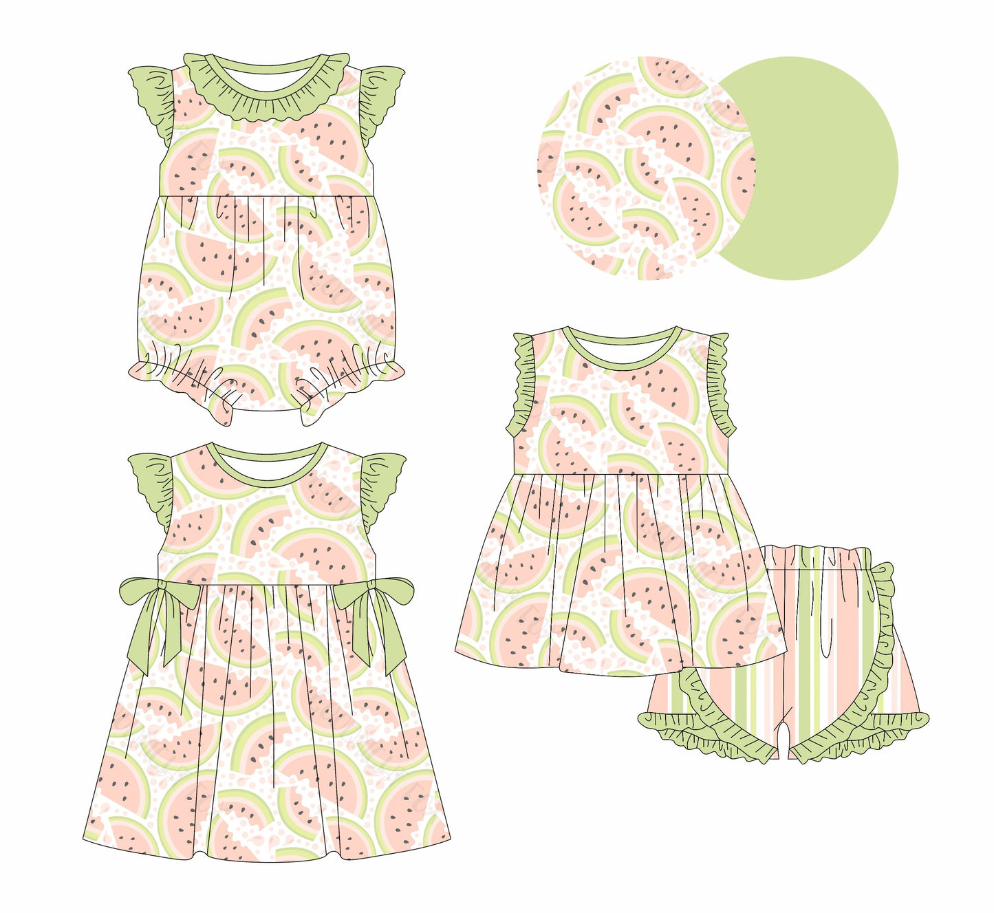 Baby Girl Watermelon Sibling Romper Dress Set ( Moq 5 Each Style ) 1.2