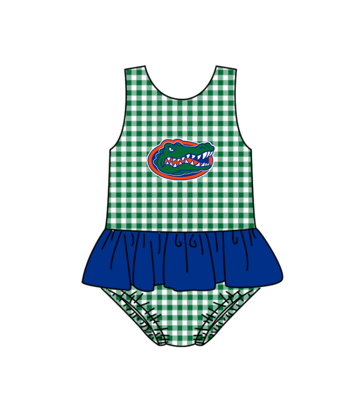 ( Moq 5 Each Style ) Baby Boys Girls Green Stripes Sibling Team Sets Swimsuits Football Clothes