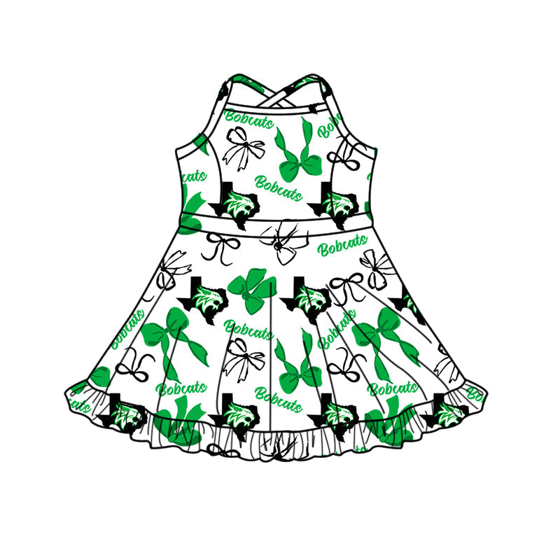 ( Moq 5 each style ) Baby Boy Girl Team Cheer Sibling Shirt Green Bows Jumpsuit Dress Set 8.12