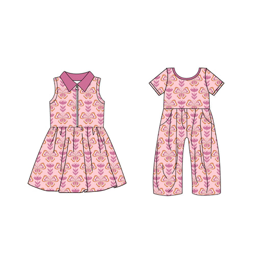 ( Moq 5 Each Style ) Baby Girl Butterflies Flower Sibling Summer Dress Jumpsuit 4.21