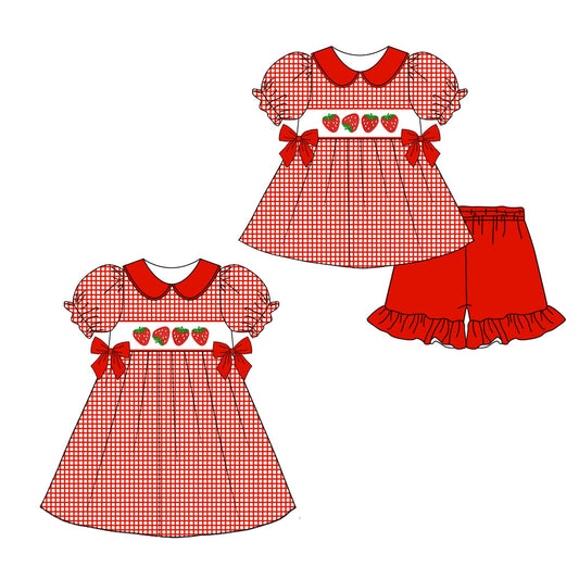 Baby Girl Strawberry Red Checked Sibling Dress Set ( Moq 5 Each Style ) 12.26
