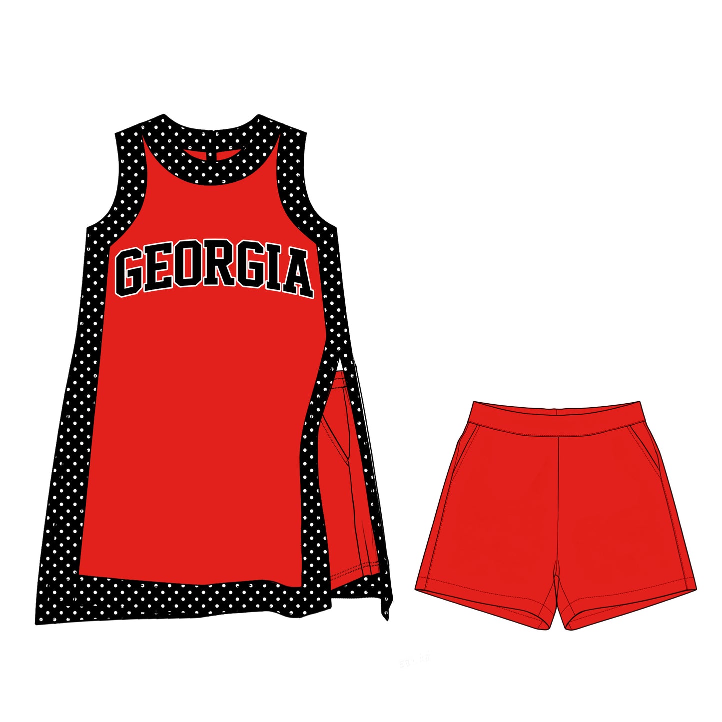 ( Moq 5 ) Baby Girls Kids Sleeveless Team Tops Shorts Team Set Clothes