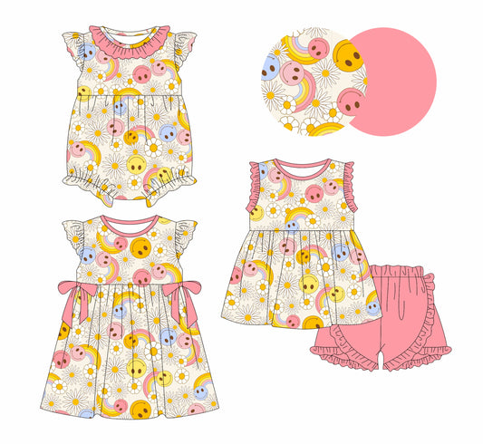 Baby Girl Smile Flower Sibling Romper Dress Set ( Moq 5 Each Style ) 12.28