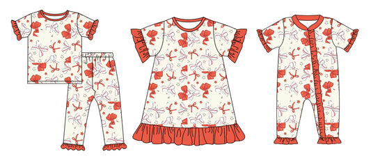 Baby Girl Short Sleeves Baseball Bows Sibling Romper Dress Set ( Moq 5 Each Style ) 12.18