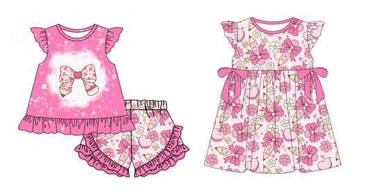 Baby Girl Pink Bows Pencil Back To School Sibling Dress Set ( Moq 5 Each Style ) 12.30