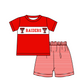 ( Moq 5 Each Style ) Baby Boys Girls Kids Short Sleeves Team Sibling Red Romper Dress Set