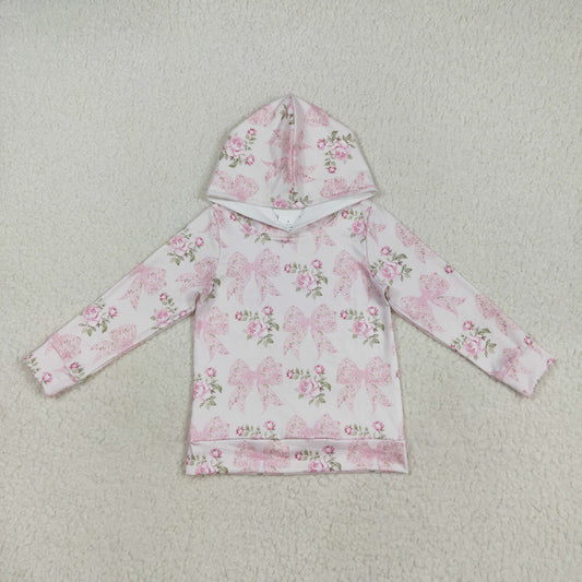 Baby Girl Long Sleeves Pink Flower Bows Hoodie Shirt Tops RTS