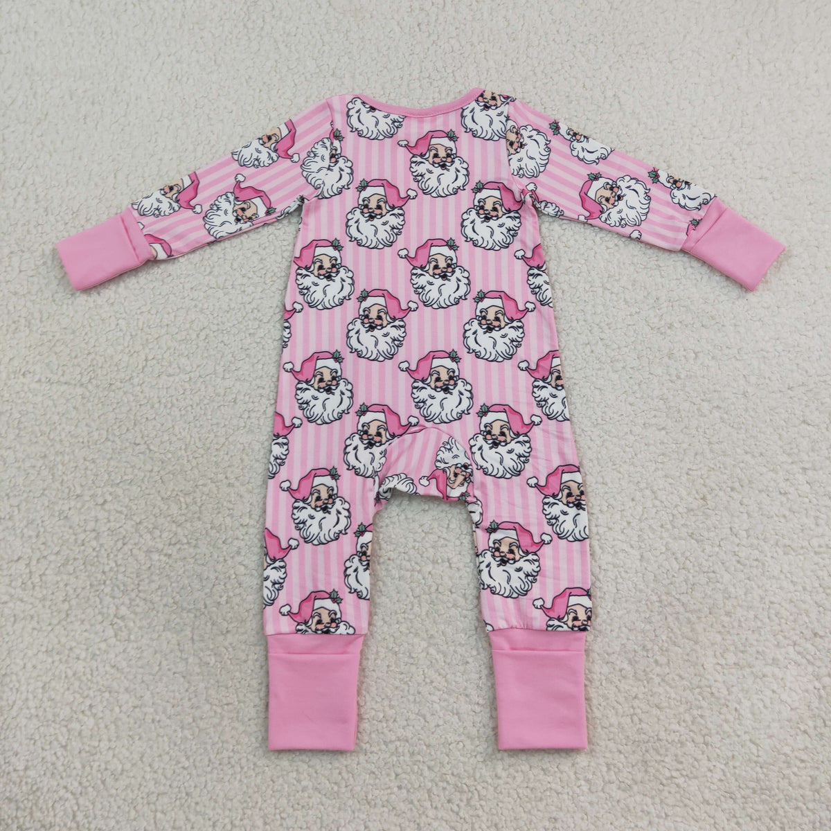 Sibling Baby Girls Kids Long Sleeves Santa Stripes Romper Set Christmas Pink Clothes RTS