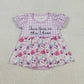 Baby Girls Short Sleeves Purple Plaid Flower Jesus Love Me Romper RTS