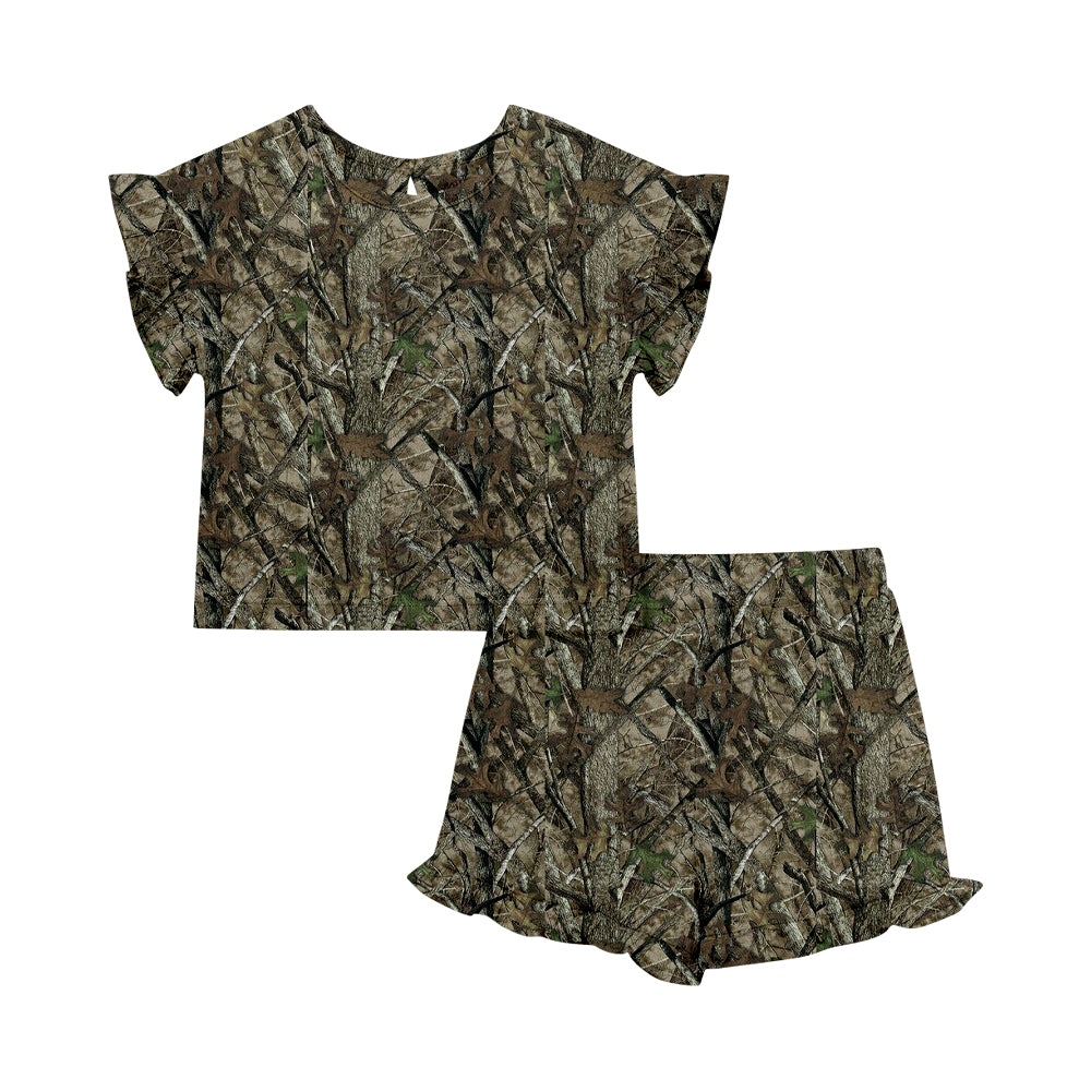 ( Moq 5 Each Style ) Sibling Baby Girls Kids Short Sleeves Camo Shirts Shorts Summer Sets