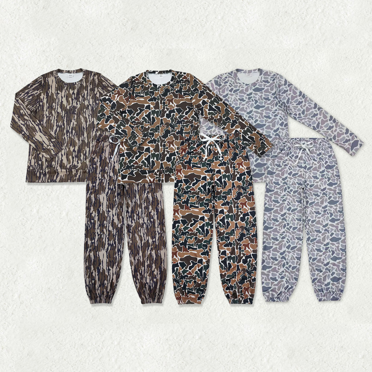 Sibling Adult Women Long Sleeves Camo Pullovers Shirts Pockets Pants Clothes Sets RTS