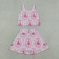 Baby Girls Kids Castles Bows Floral Tops Pink Skirt Shorts Yoga Summer Set RTS