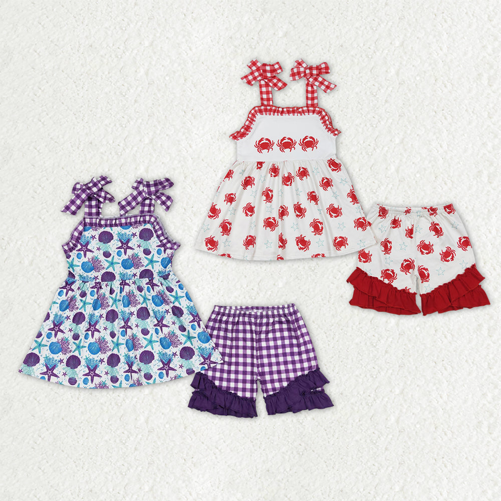 Sibling Baby Girls Kids Straps Tunic Ruffle Shorts Sets Summer Clothes
