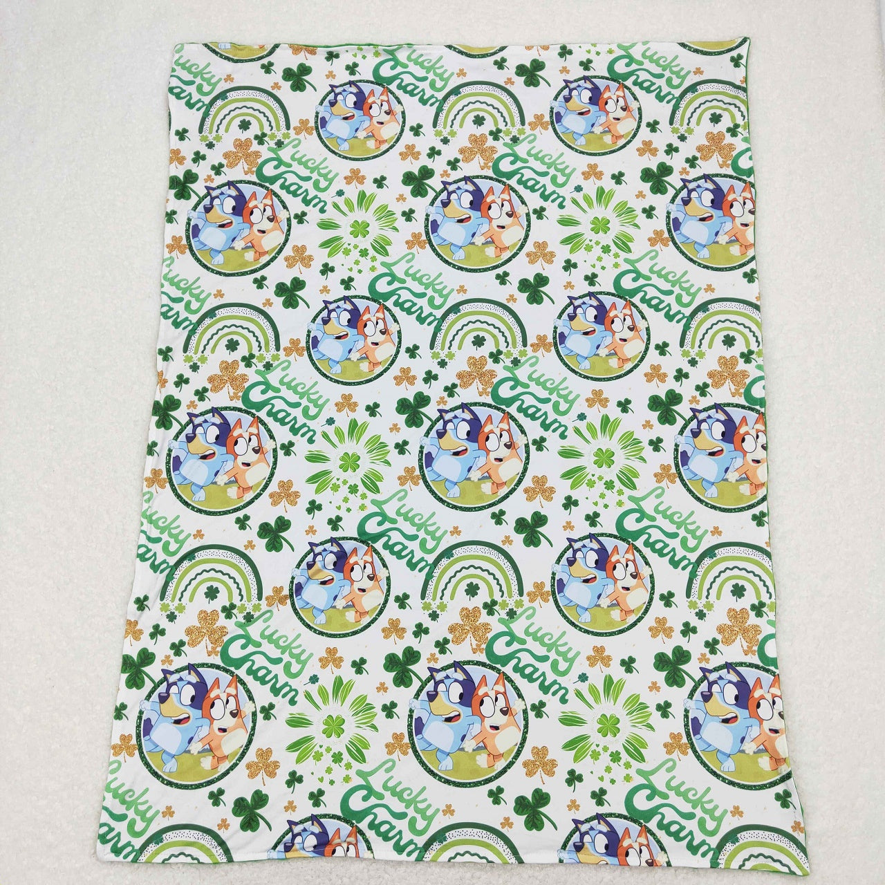 BL0105 St. Patrick's Day Baby Kids Dogs Green Blanket