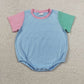 Sibling Baby Kids Infant Short Sleeves Colorblock Bubble Romper Cotton Clothes RTS