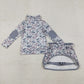 Baby Girls Long Sleeves Grey Camo Zipper Pullover Skirt Shorts Set RTS
