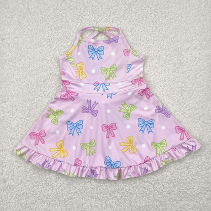 (No.1-12 ) Sibling Baby Girls Kids Straps Ruffle Shorts Knee Length Dresses Yoga Active Clothes RTS